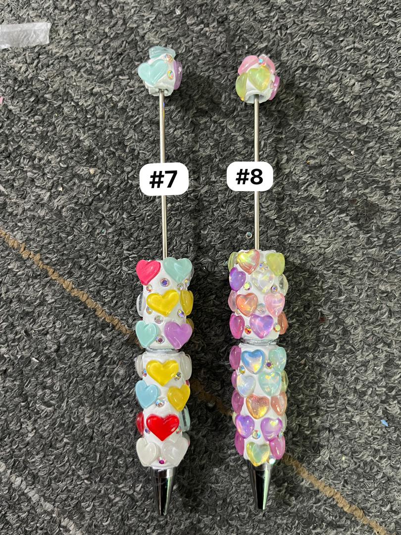 DIY PENS BEADED BEADABLE PENS WITH HEART SHAPE STONE ,COLORED