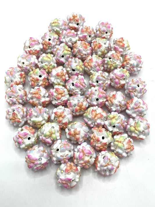 Clay Colored butterfly beads Rhinestone Random Mix 17mm