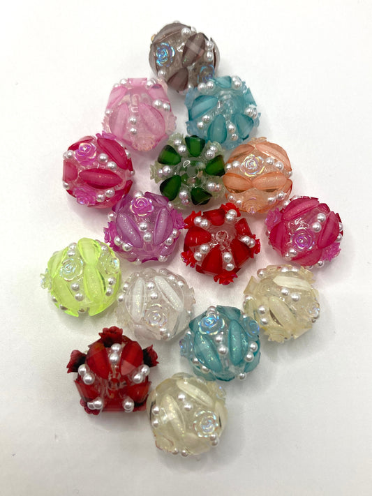 Pearl beads Pumpkin flower beads Translucent beads Roses and Pearls beads Random Mix