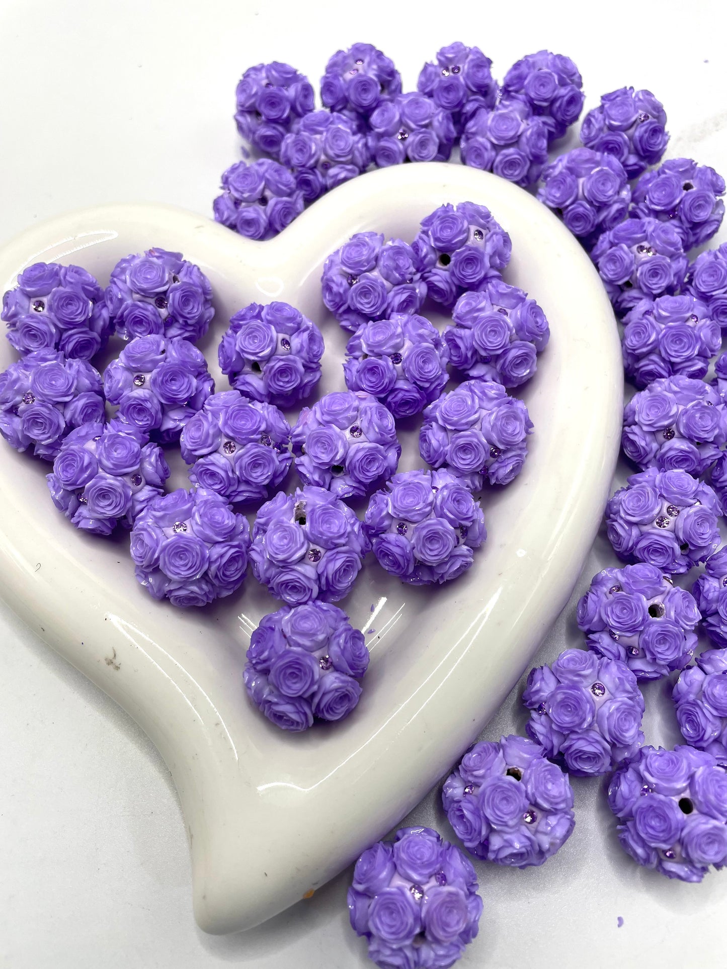 DIY soft rose flower beads ornament with rhinestone beaded beadable flower colored