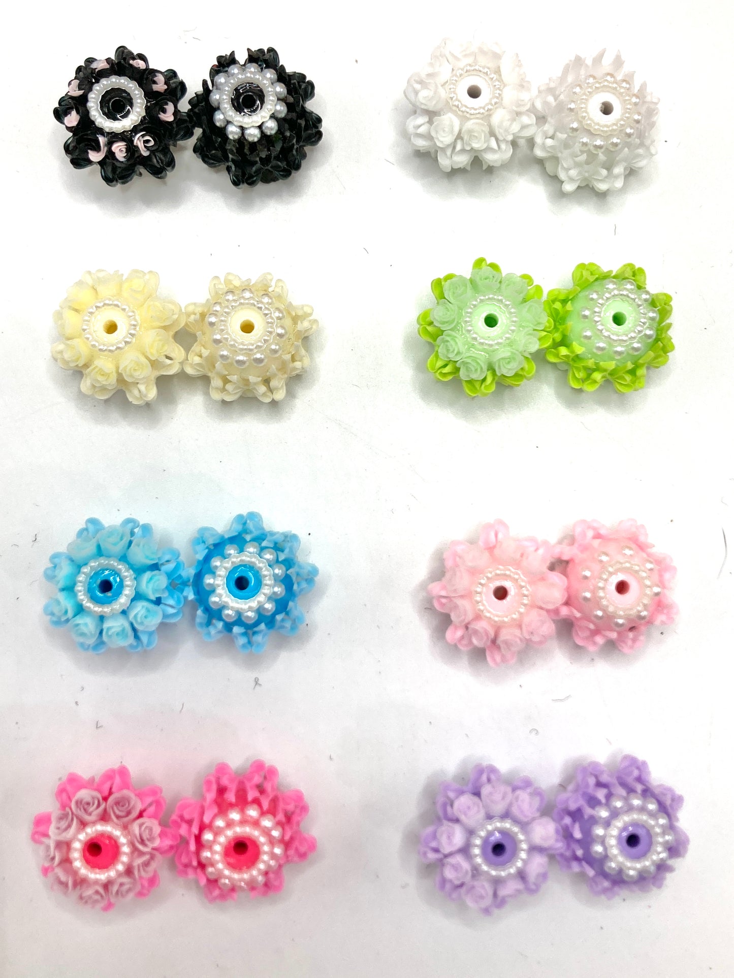diy fancy flower beads rose flower with bow and pearl colored random mix beaded beadable flower The large pearl
