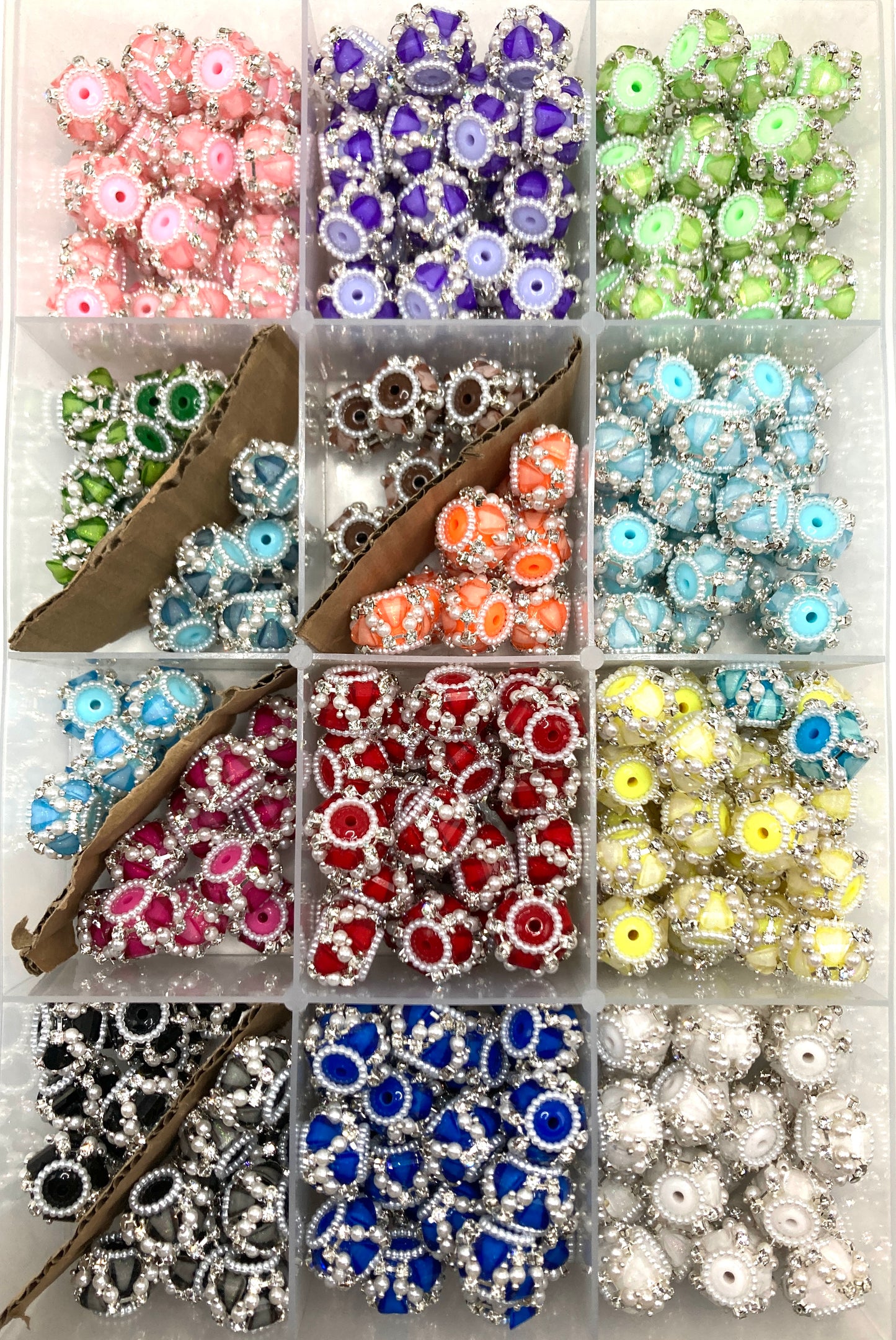 Heart beads with pearl chain fancy bead random mixed