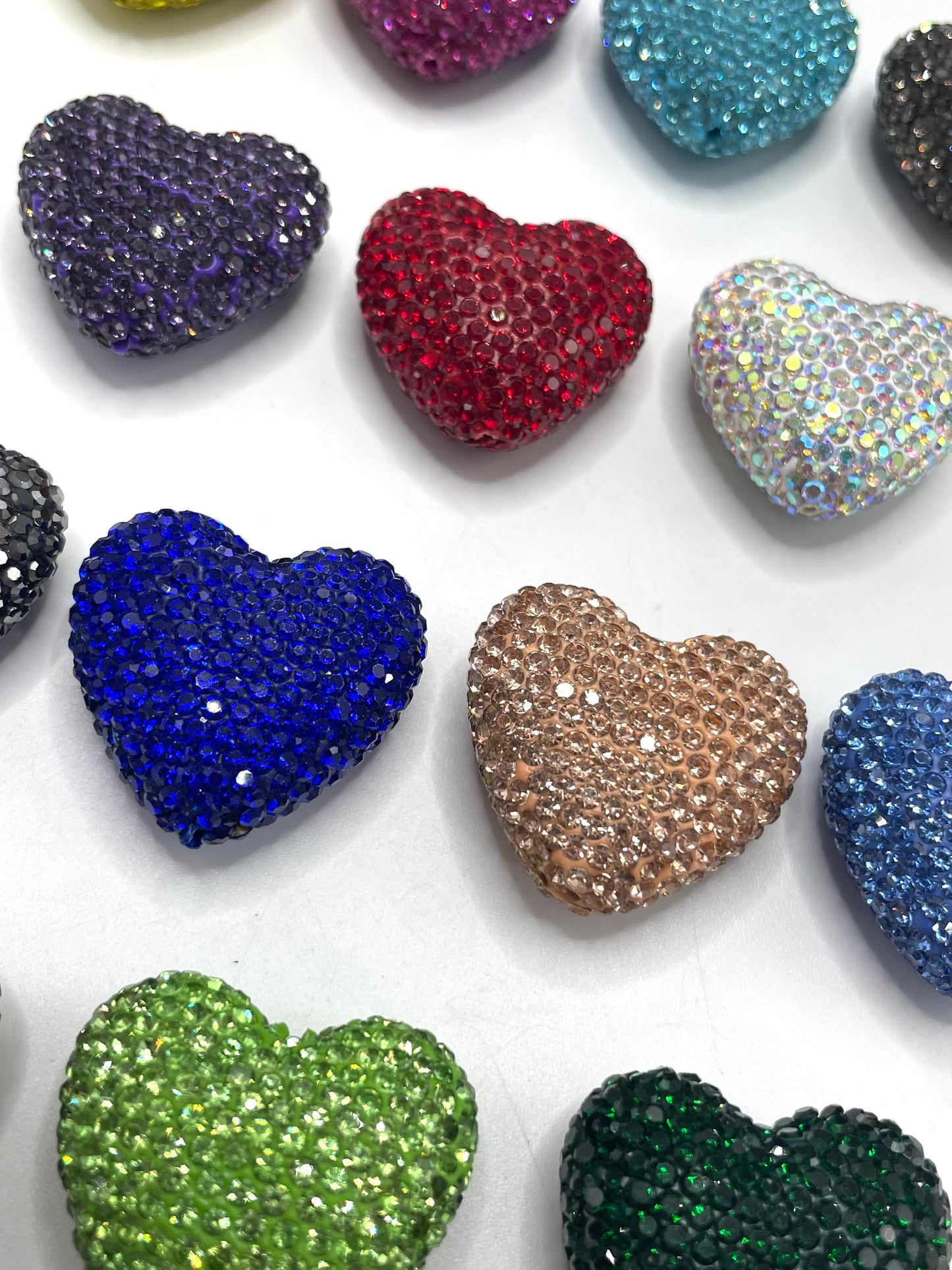 clay rhinstone Clay love Heart bead Valentine's Day Clay and drill beads Random Mix 29mm