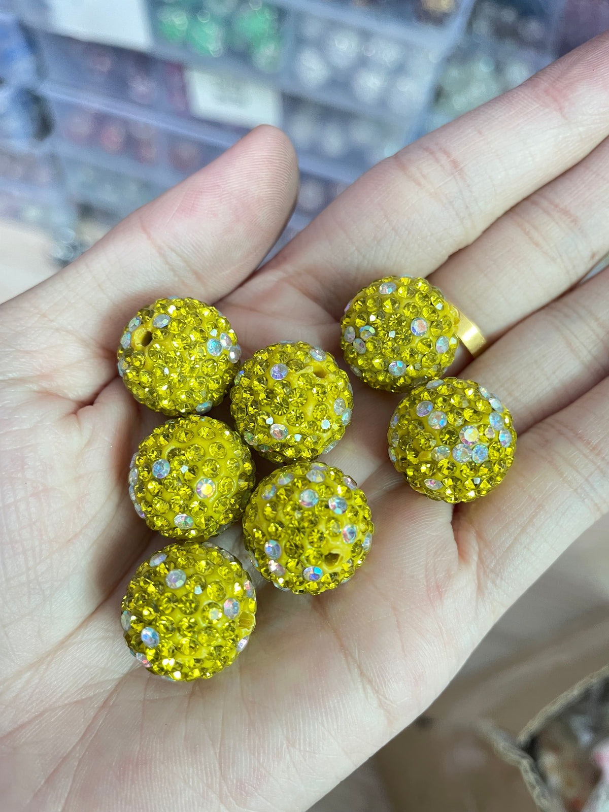 Clay  Beads with colorful Rhinestones,16mm