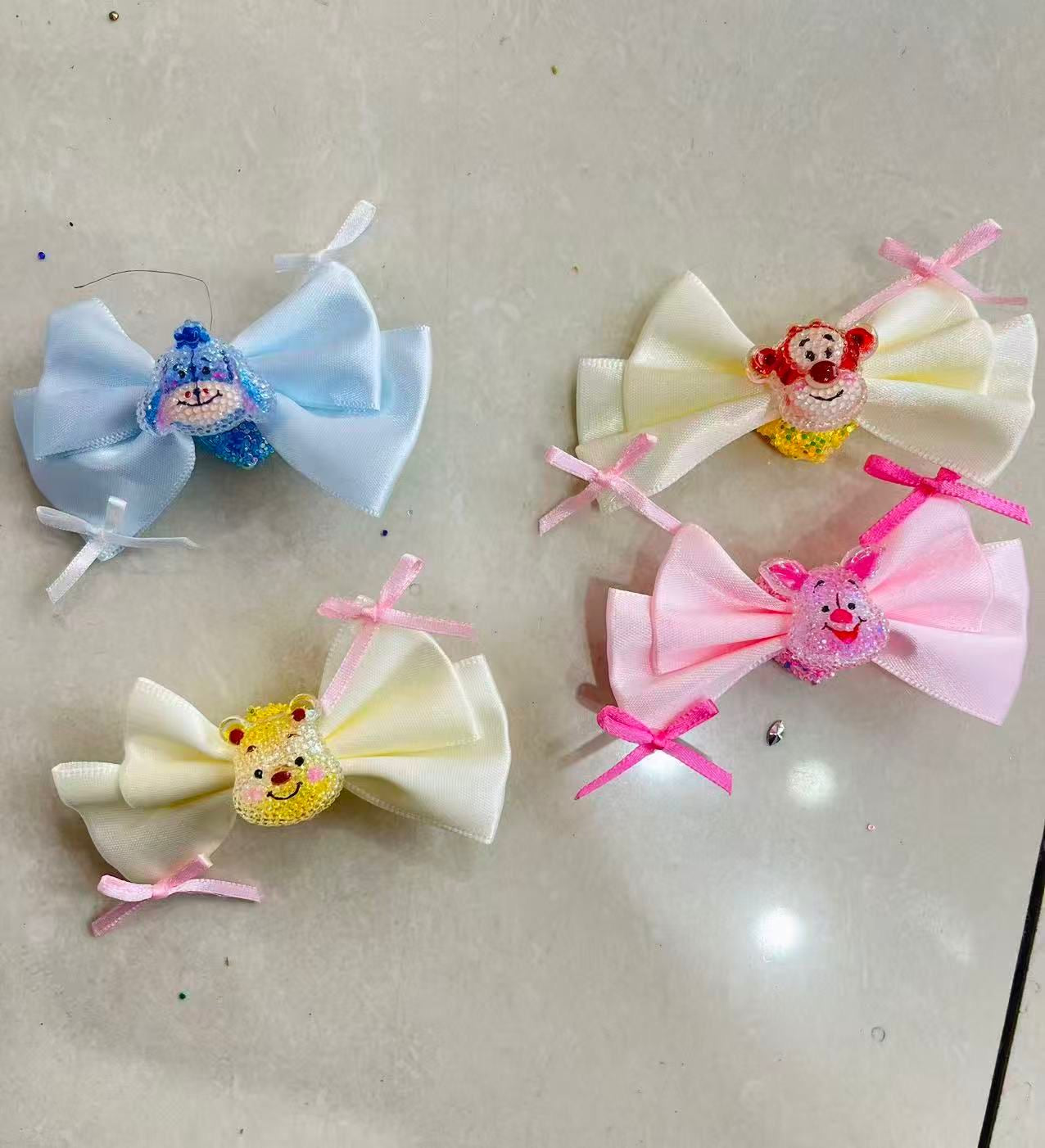 Beaded beadable textile fancy bow bead ornaments with figures character princess and friends