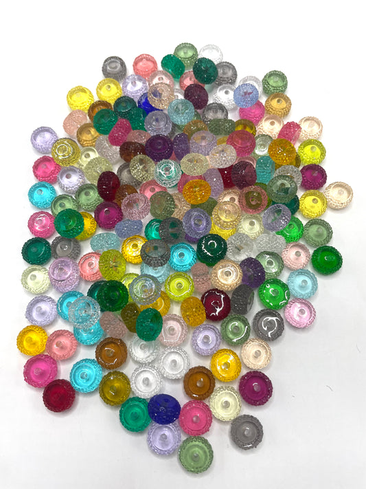 diy beaded beadable beady wheel beads circle round Multicolor Spacer  Noen Color Transparent Translucent Color ,Random Mix,12mm