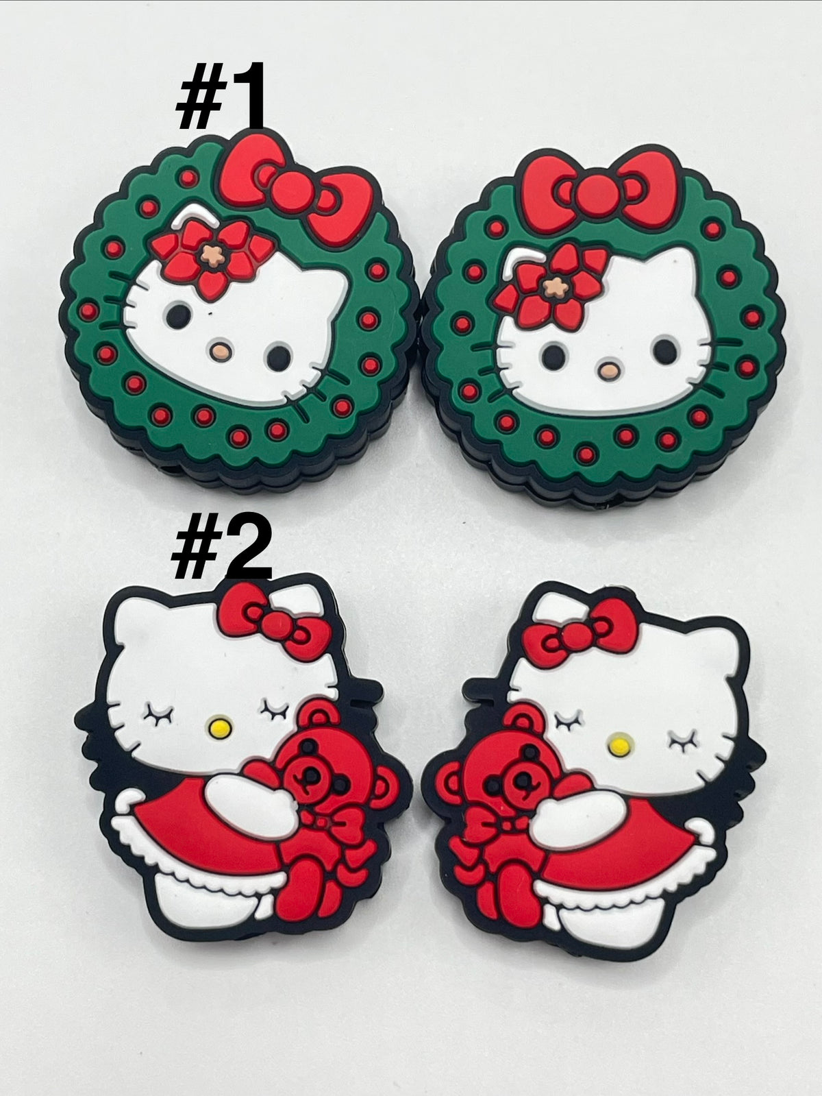 diy beaded beadable silicone HK Christmas color focal beads with bow , bear