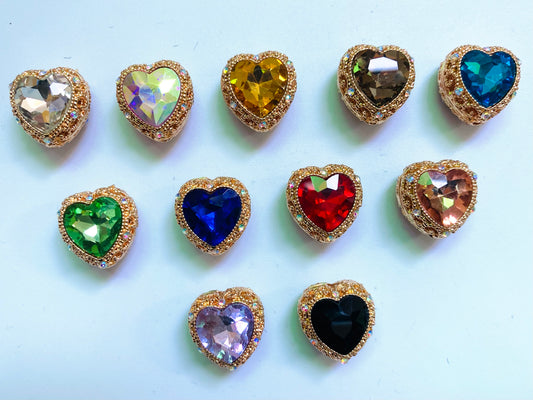 fancy metallic alloy bead Fancy beads Black gun heart bead crystal heart bead heart UV Gold color beads random mixed