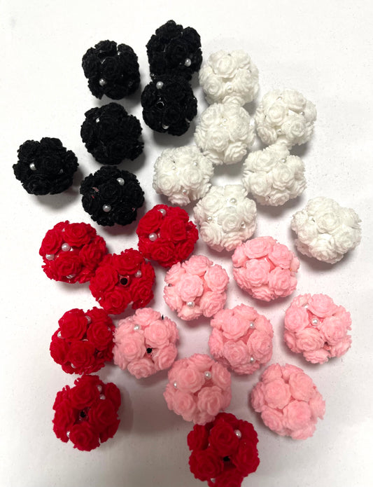 rose fuzzy flocked flower bead diy beads beadable beaded beads colored random mix