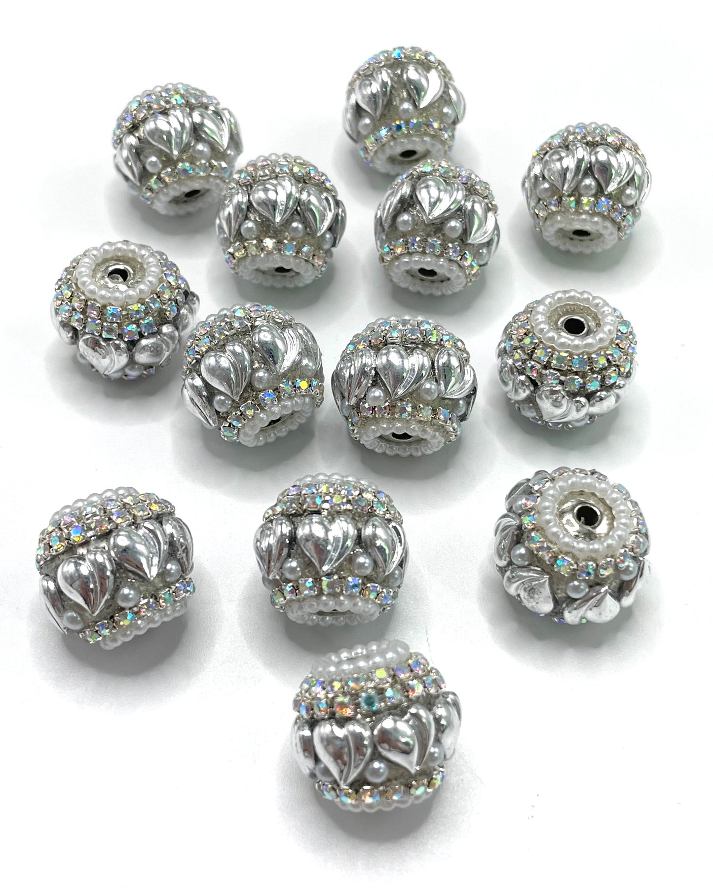 Fancy Beads Heart and Butterflies and bow ties and flowers Acrylic beads Silver series beads Rhinestone Chain Beads 18mm Random Mix