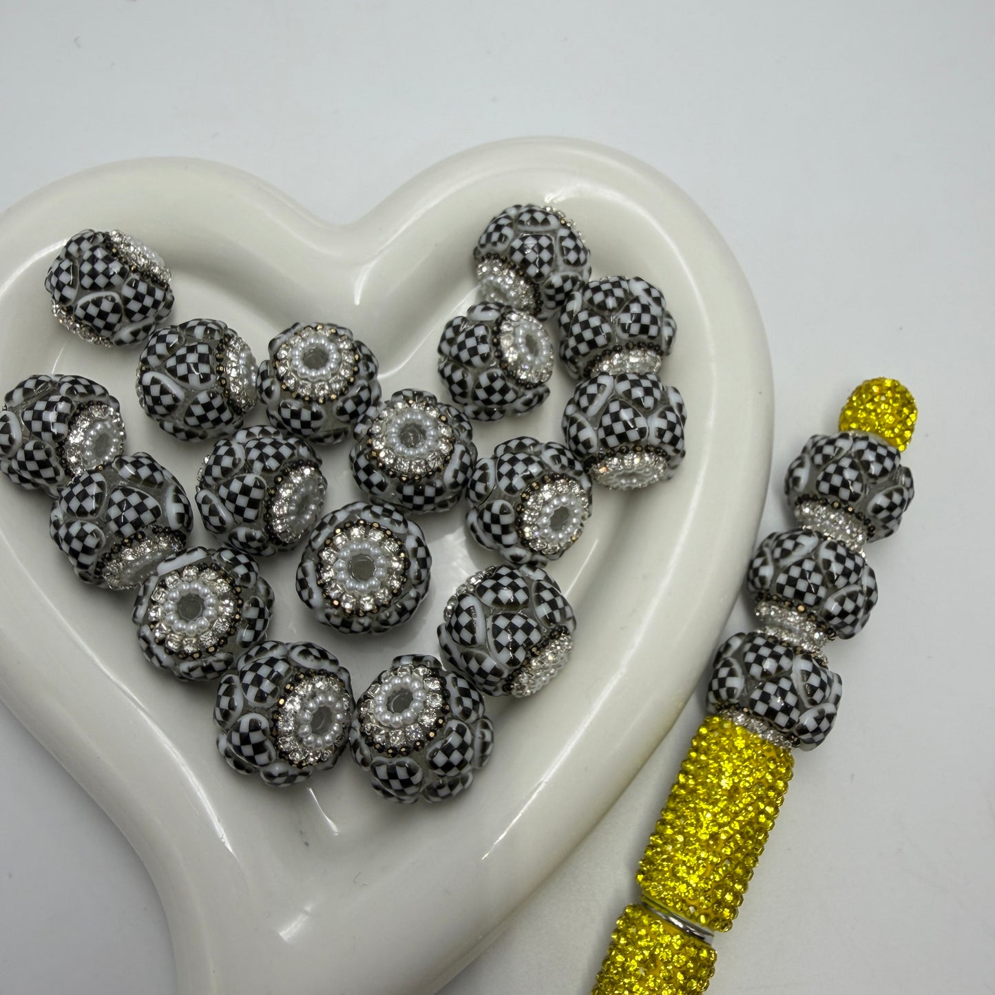checked heart beads checked fancy beads