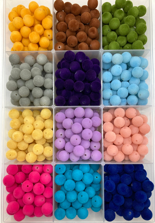 Furry beads Colored acrylic fluffy beaded strings Random Mix 16mm