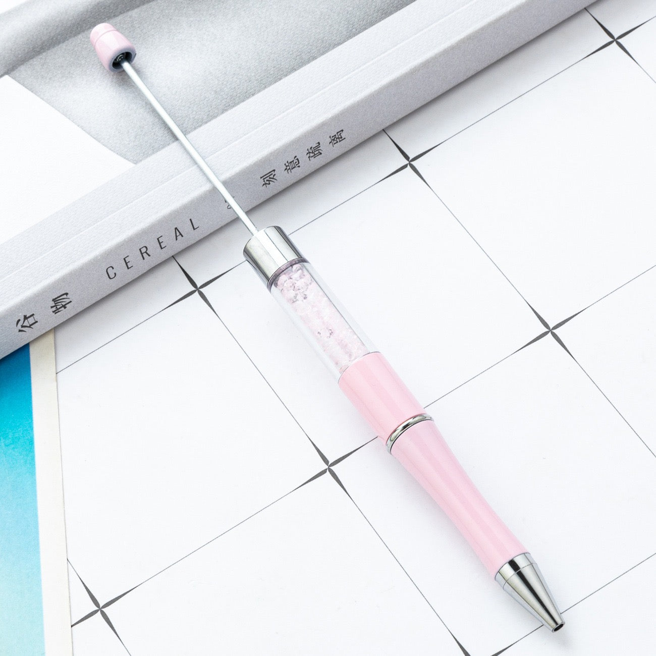 diy pen has the crystal inside the empty plastic tube beadable pen beaded pen ball point plastic pen