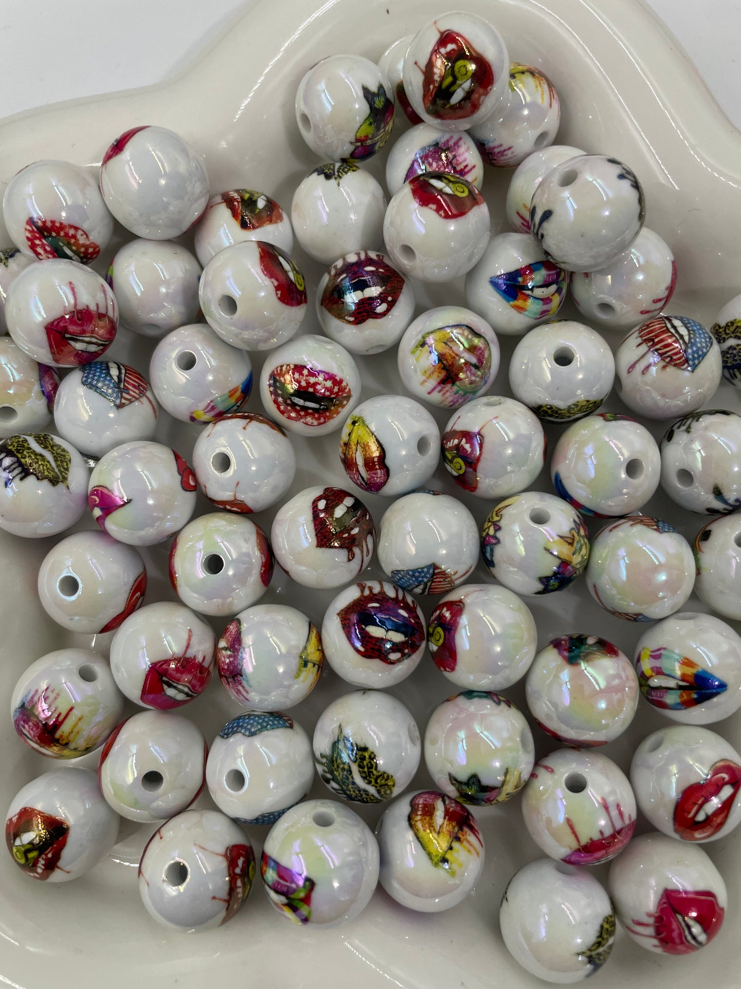 Acrylic beads Halloween Beads Lips Heart Pumpkin Ghost Cartoon printed beads and a series of multi-element beads 16mm