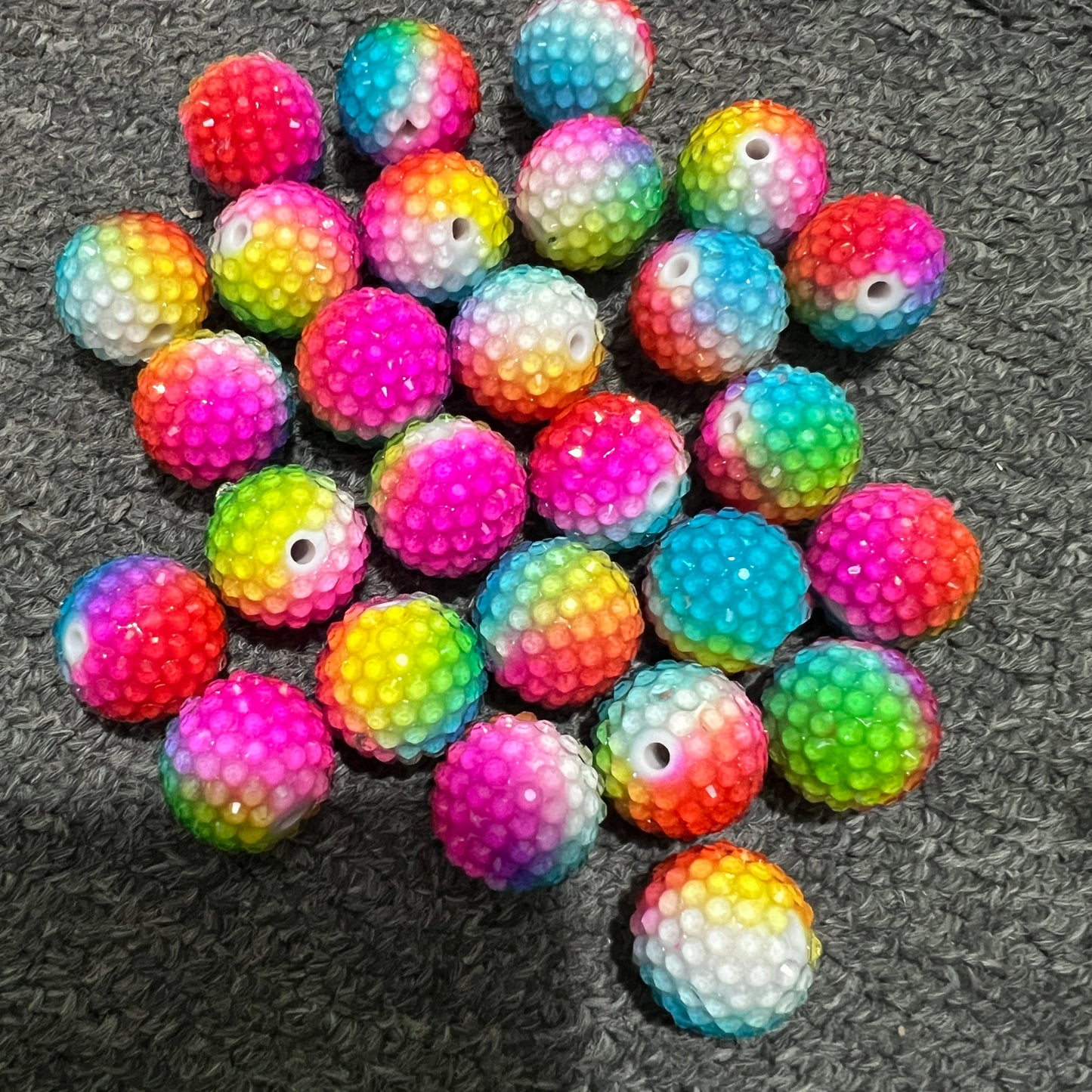 20mm jelly bead rainbow rhinestone jelly bead