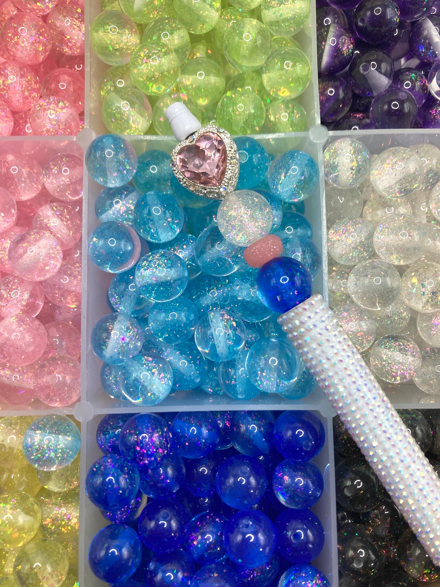 diy beaded beadable acrylic glitter beads 16mm inside ornament confetti looking
