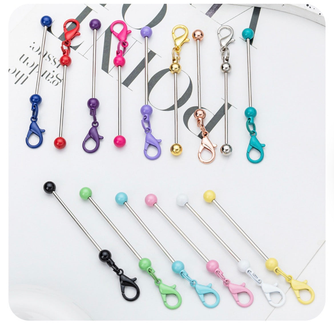 diy beaded beadable keychain with bar metal keychain samll keychain