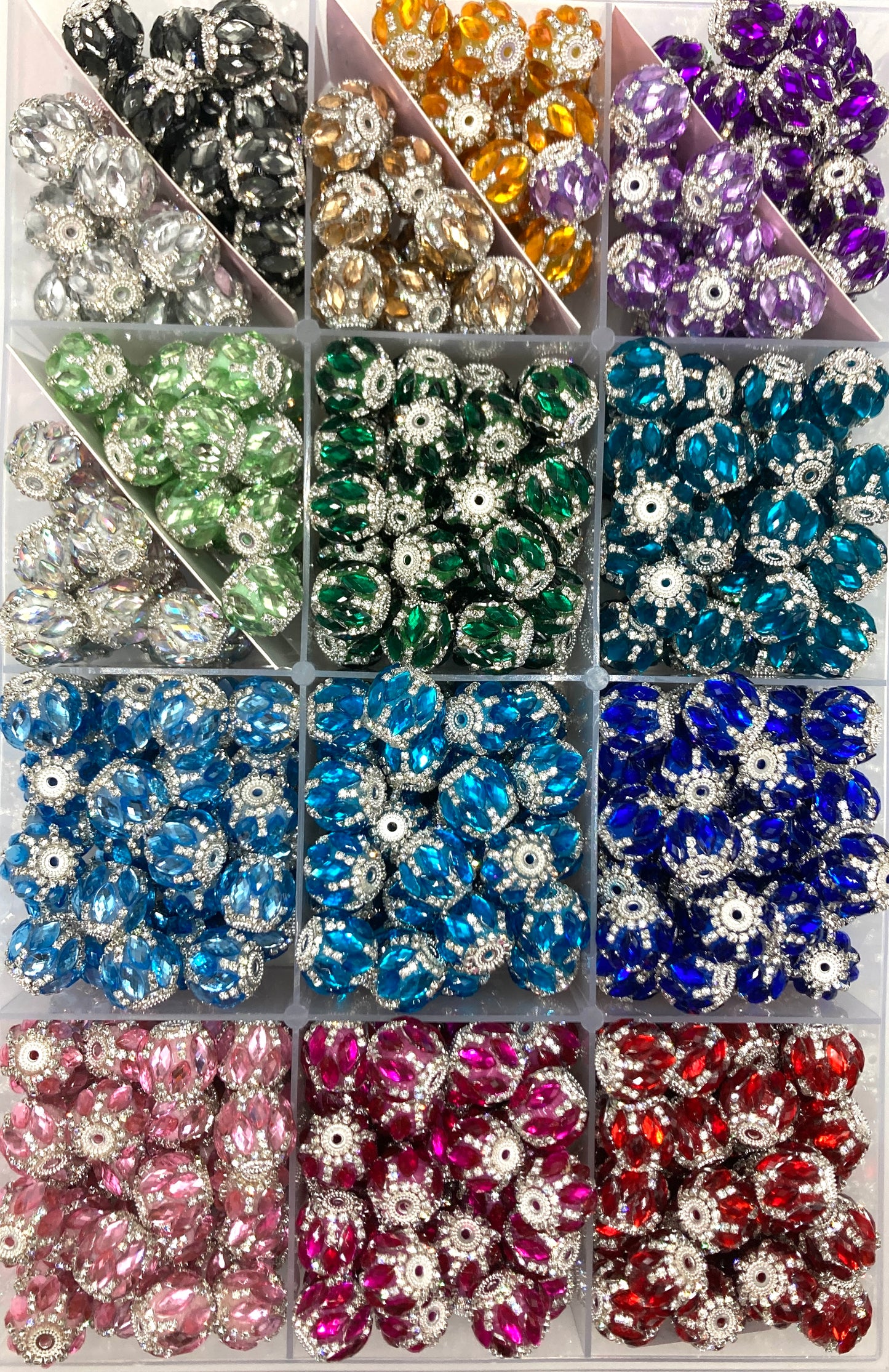 Fancy Beads Rhombic glass crystal mirror Chain Shining beads Metal gasket beads Random Mix