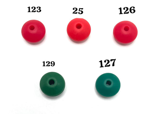 diy beaded beadable silicone Lentil Beads & Spacers,Random Mix,12mm pink color mix and Christmas color mix