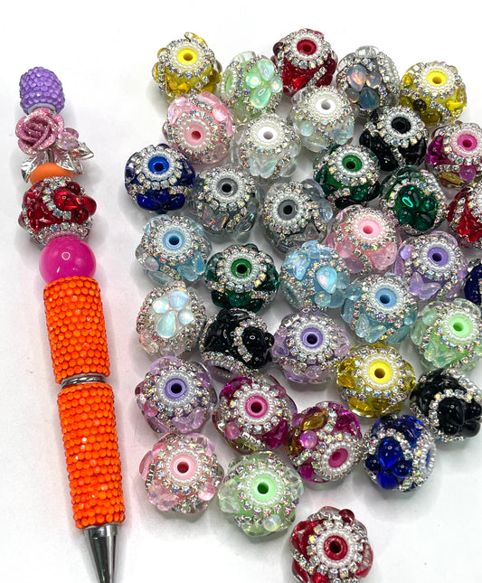 Fancy Beads Rhinestone Chain Water droplet Pearl charm Random Mix 18mm