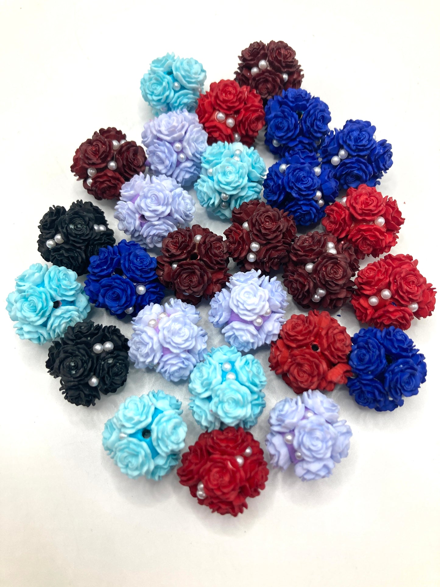 Fancy Beads Clay, soft flower, pearl, beads Rose bead jewelry Random Mix