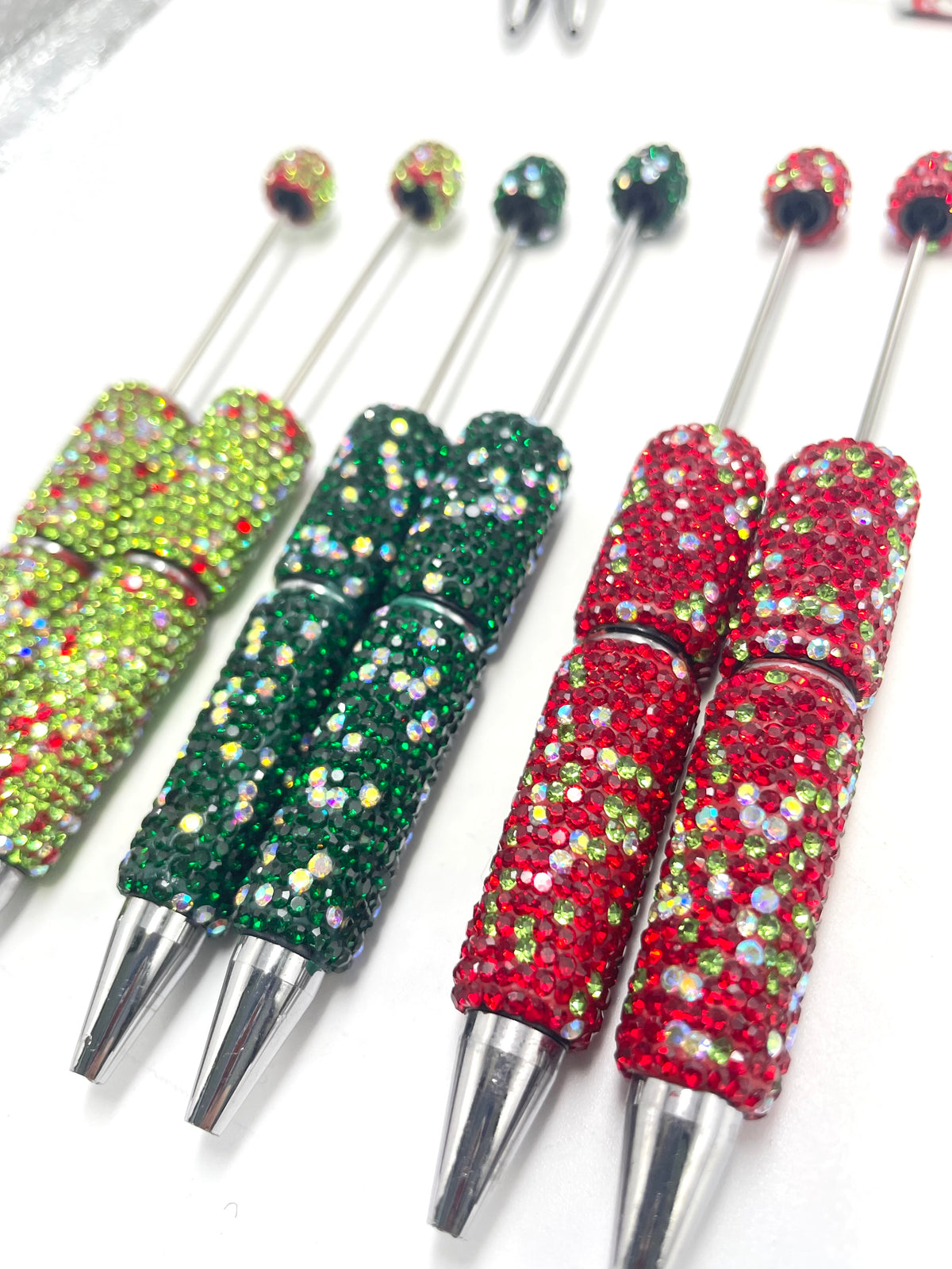 #21-#23fancy rhinestone pen clay rhinestone pen diy pen colored Christmas series colors