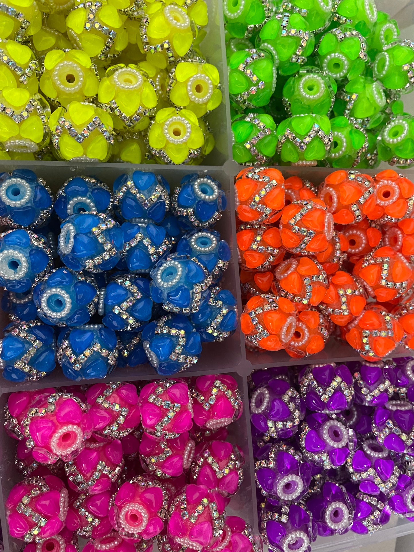 Neon bead heart beads zig chain fancy beadv Random Mix