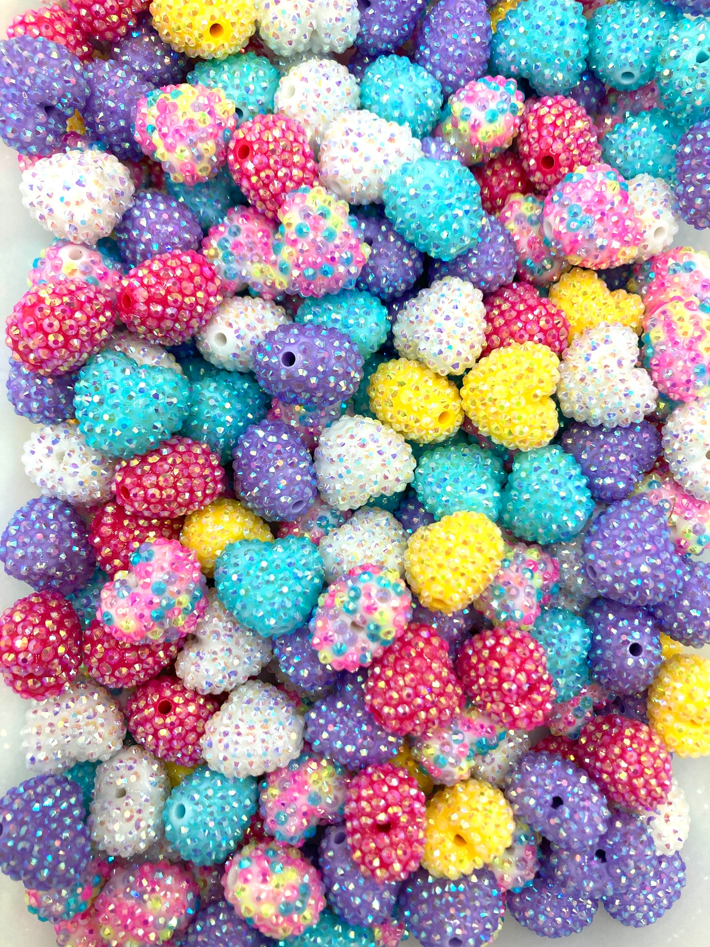 Beaded beadable Acrylic rhinestone pen Multi-colored Rhinestones Heart Beads,Random Mix 23mm
