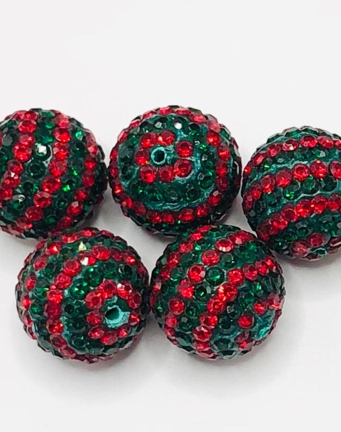 Rhinestone bead Christmas bead Xmas beads 16mm