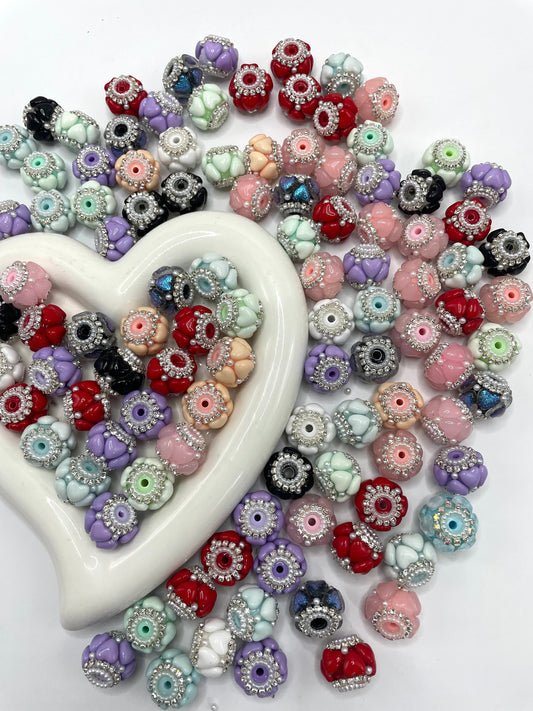 Fancy bead craft with heart and pearl and rhinestone chain,mix color 18mm to 19mm