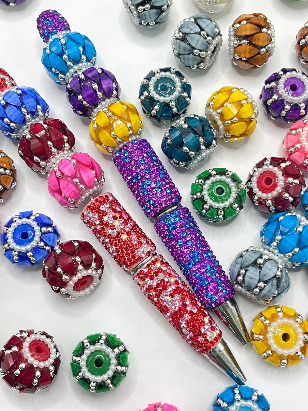 marble lantern beads witn metal chain fancy beads