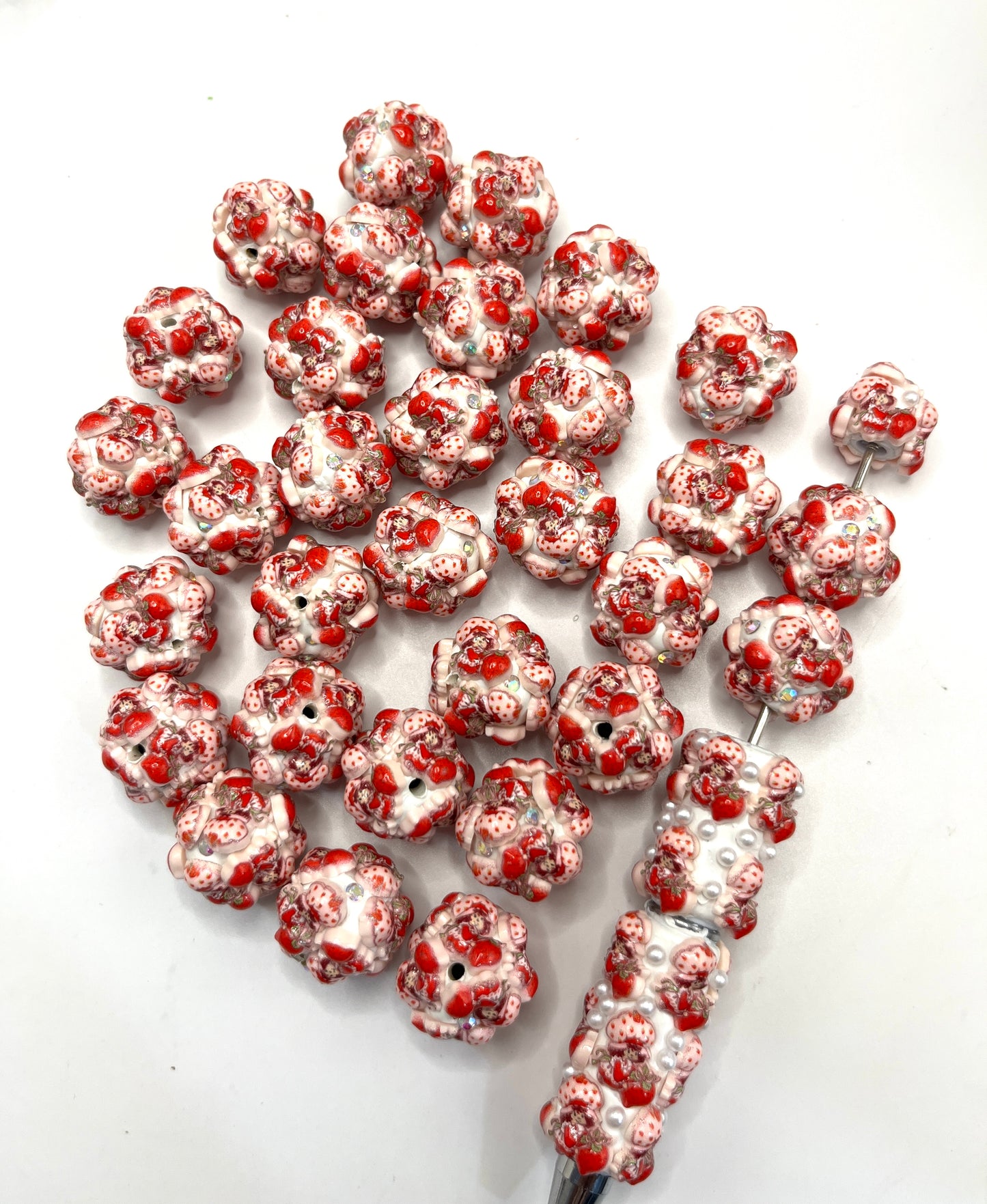 fancy character figure strawberry girl clay bead ,random mix