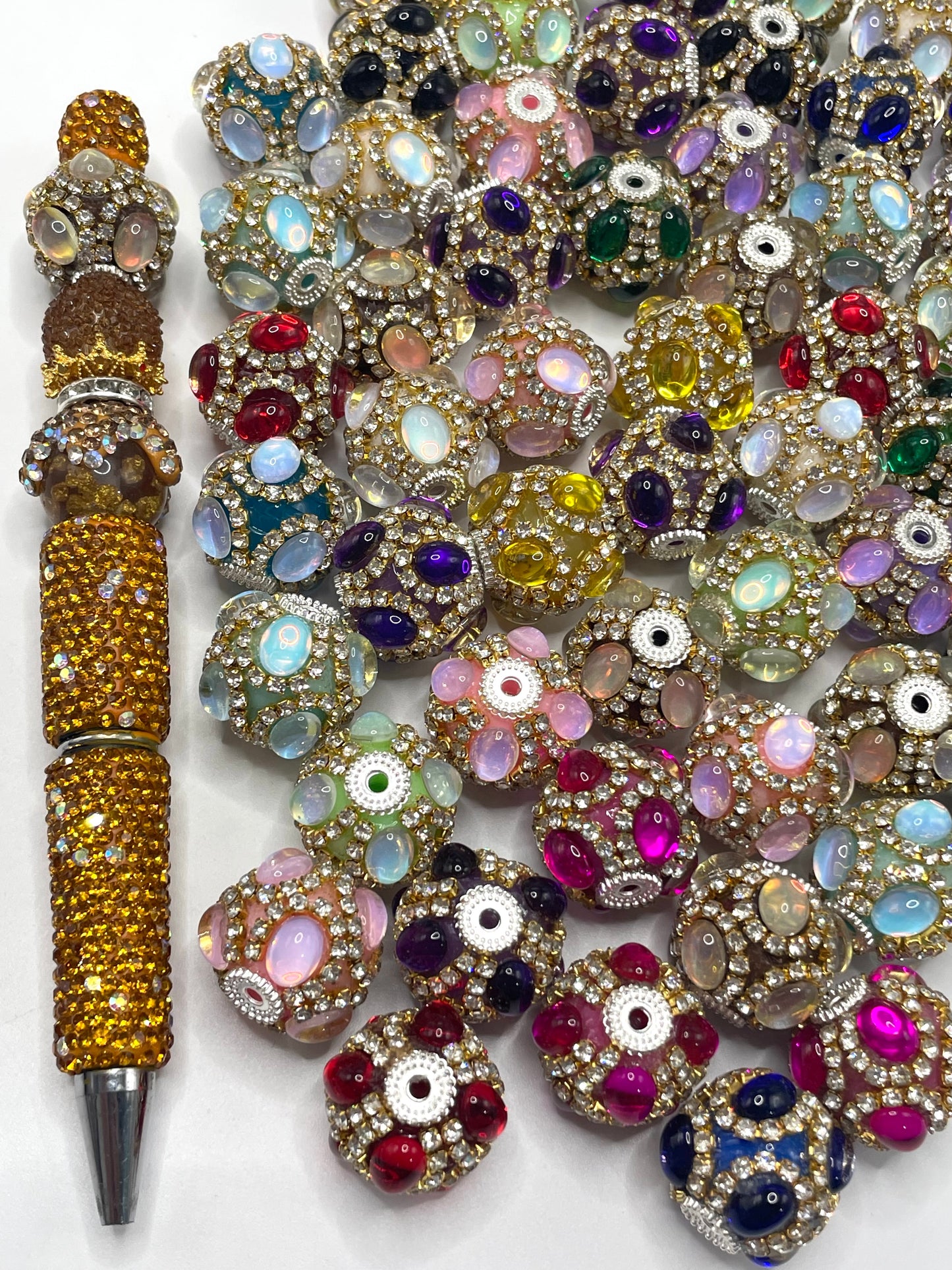 Fancy Beads Bubble Gold Chain Double chain Metal gasket Spacers Acrylic beads 18mm Random Mix