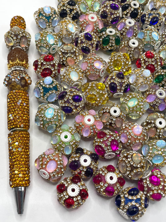 Fancy Beads Bubble Gold Chain Double chain Metal gasket Spacers Acrylic beads 18mm Random Mix