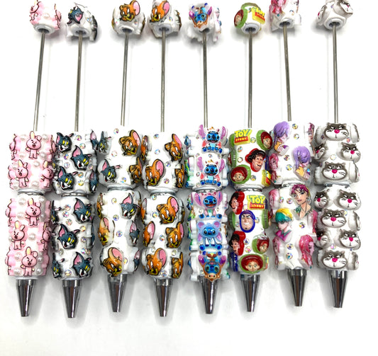 Clay pen Cartoon character Anime characters Mickey Mouse Donald Duck Disney The Cat and the Mouse Toy Story Snoopy Fat Cat Random Mix diy Beaded pen Clay DIY Bead Pencil  Random Mix