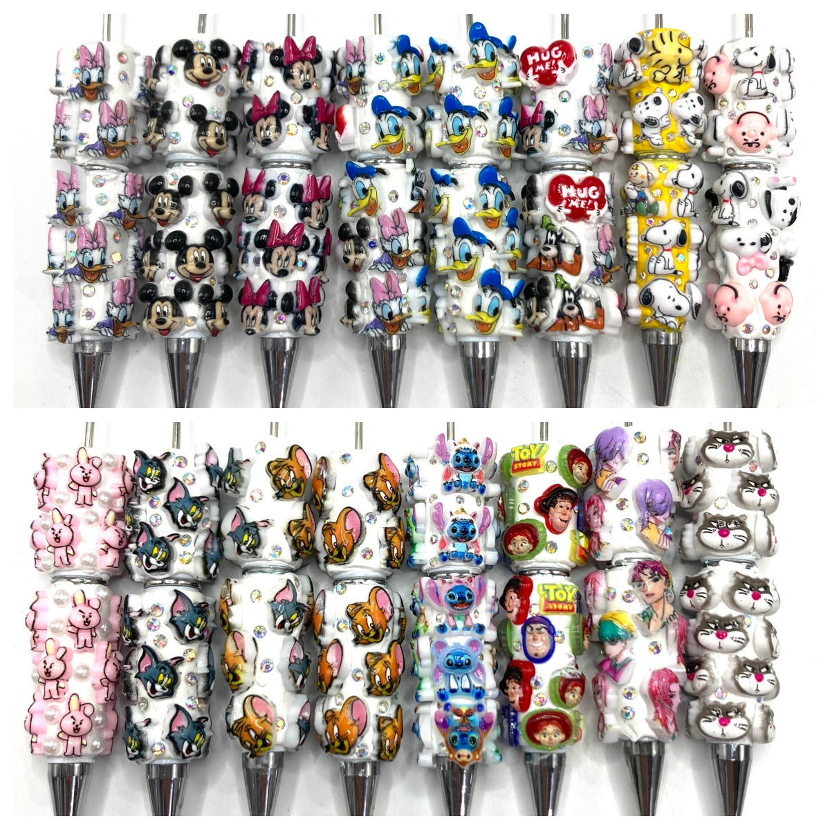 Clay pen Cartoon character Anime characters Mickey Mouse Donald Duck Disney The Cat and the Mouse Toy Story Snoopy Fat Cat Random Mix diy Beaded pen Clay DIY Bead Pencil  Random Mix