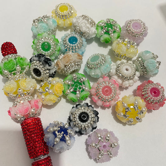 flower beads heart shape flower bead with pearl chain fancy bead