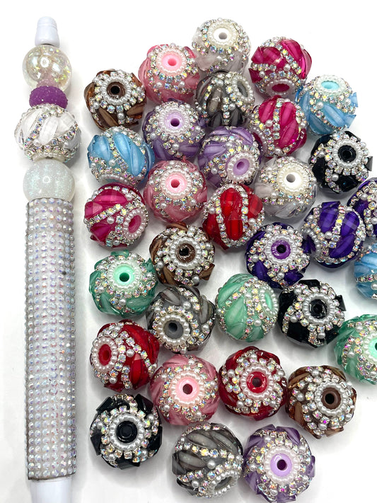 Lantern beads Curved leaf seed beads Pearl gasket Chain Random Mix