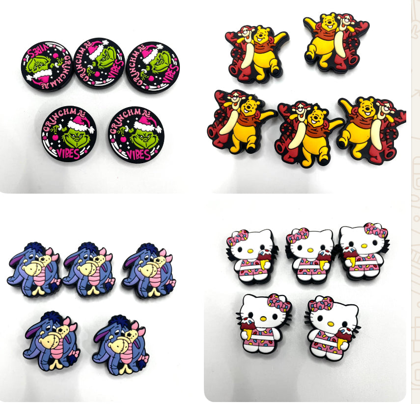 DIY beaded beadable silicon beads focal with vertical hole Winnie ,strawberry girl HK Mk