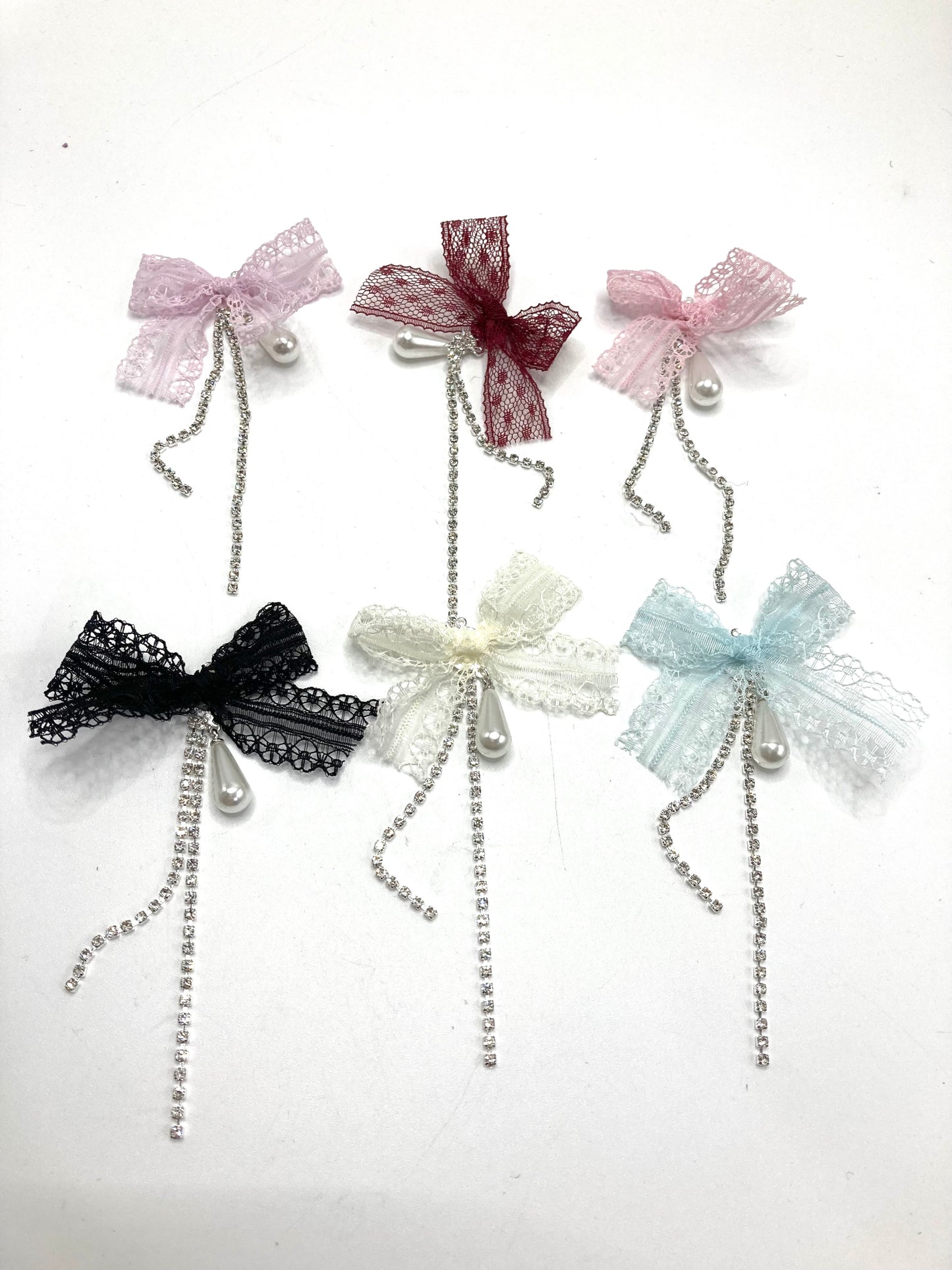 Lace bow tie Beaded bow Long chain bow DIY accessories Random Mix