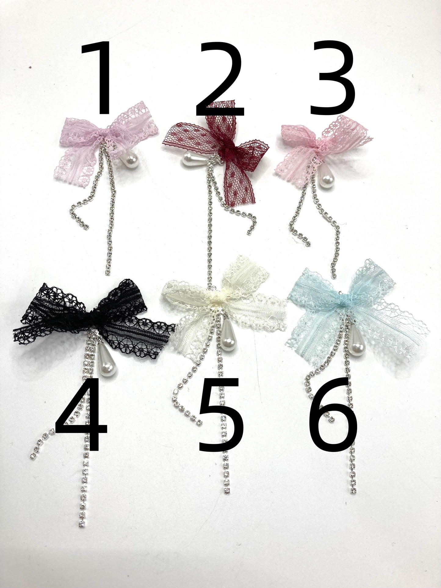 Lace bow tie Beaded bow Long chain bow DIY accessories Random Mix