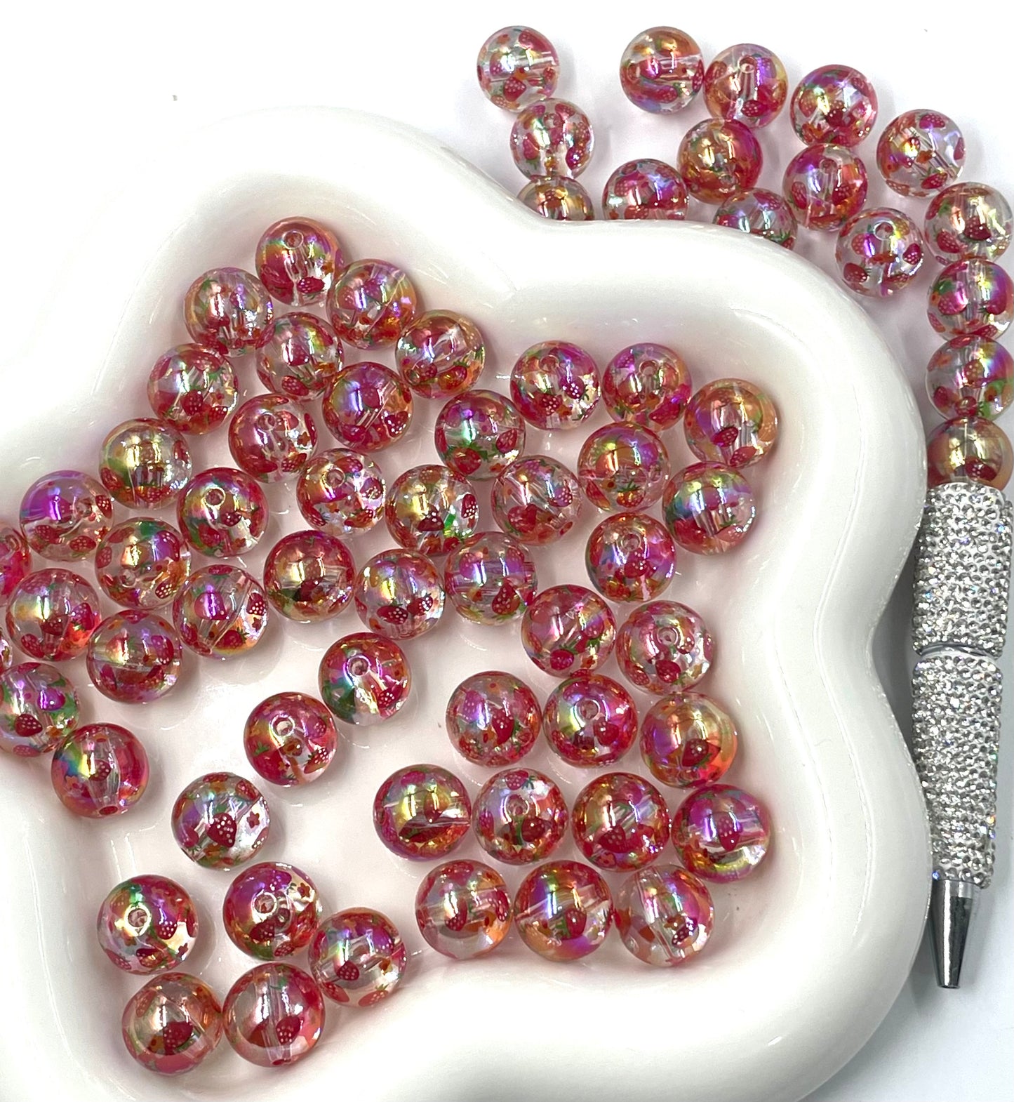Acrylic beads Printed beads Multi-pattern Flowers, cartoons, fruits, spots acrylic beads 16mm