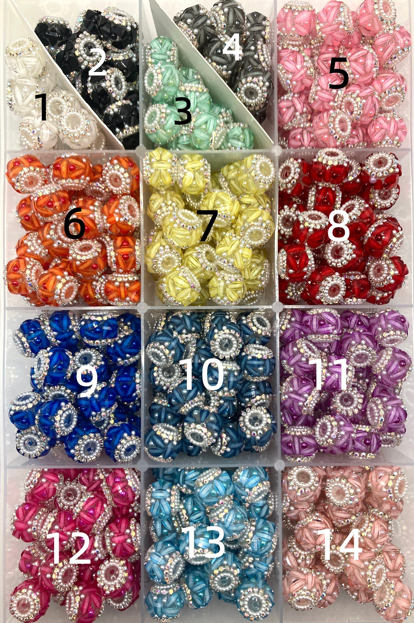 Beaded beadable fancy lantern beads ornaments with pearl and rhinestone chain ,Random Mix