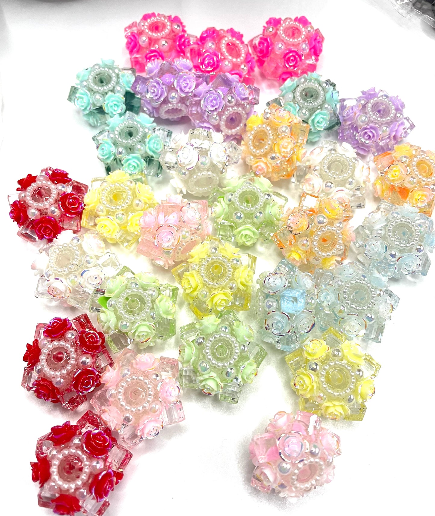flower bead with crystal fancy bead
