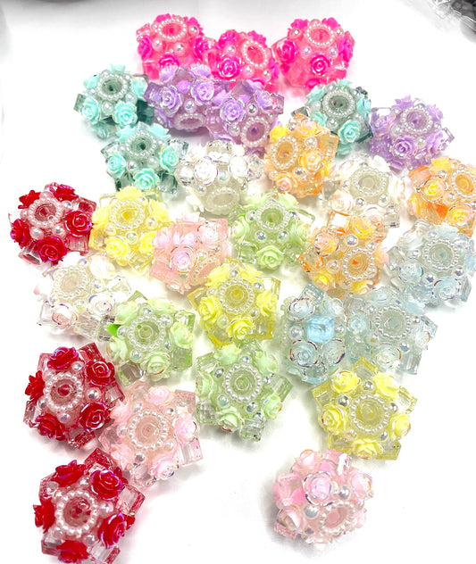 flower bead with crystal fancy bead