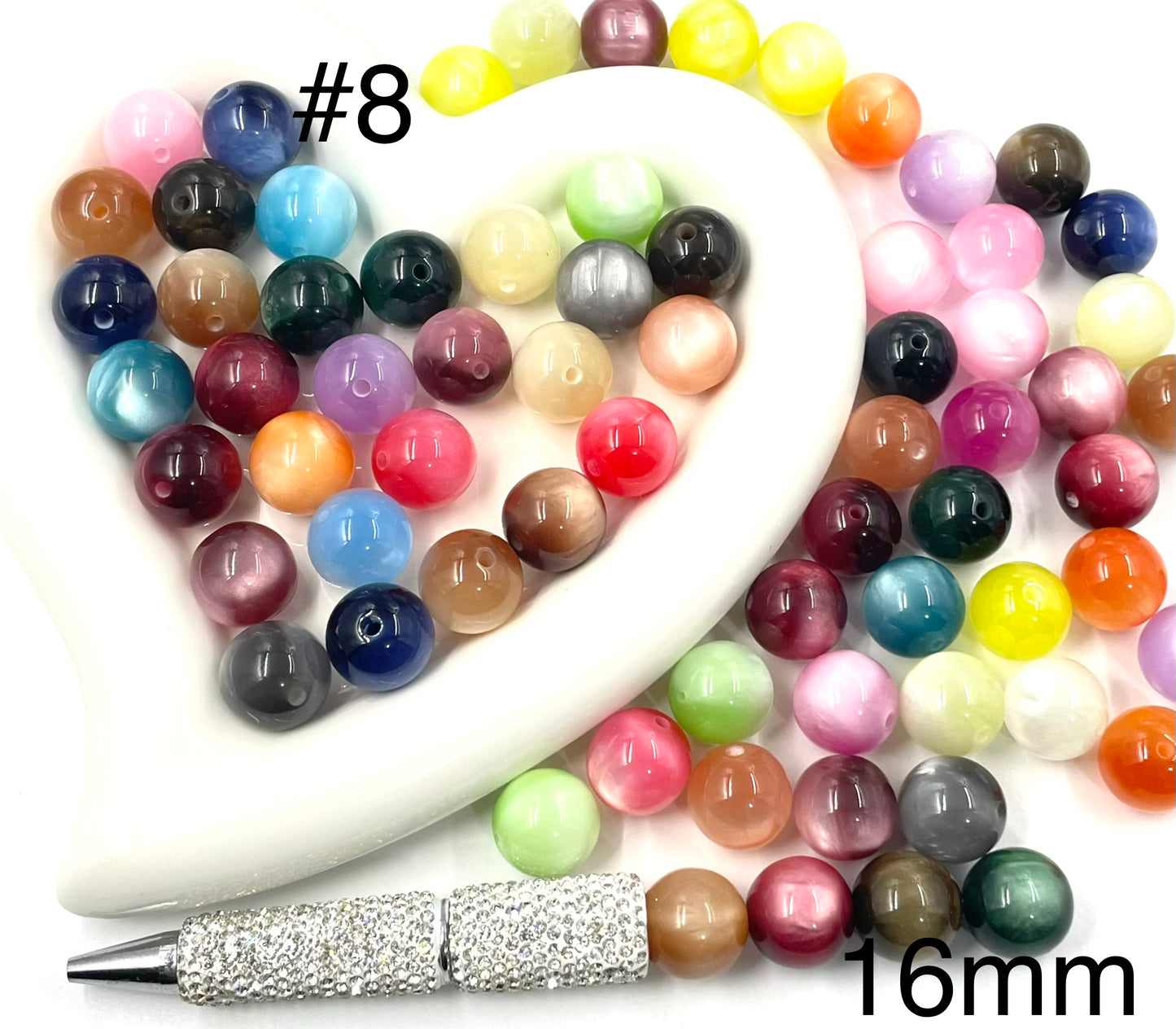 Acrylic beads glitter Shimmering luster Lava beads Cat's eye beads Various styles and types of beads 16mm