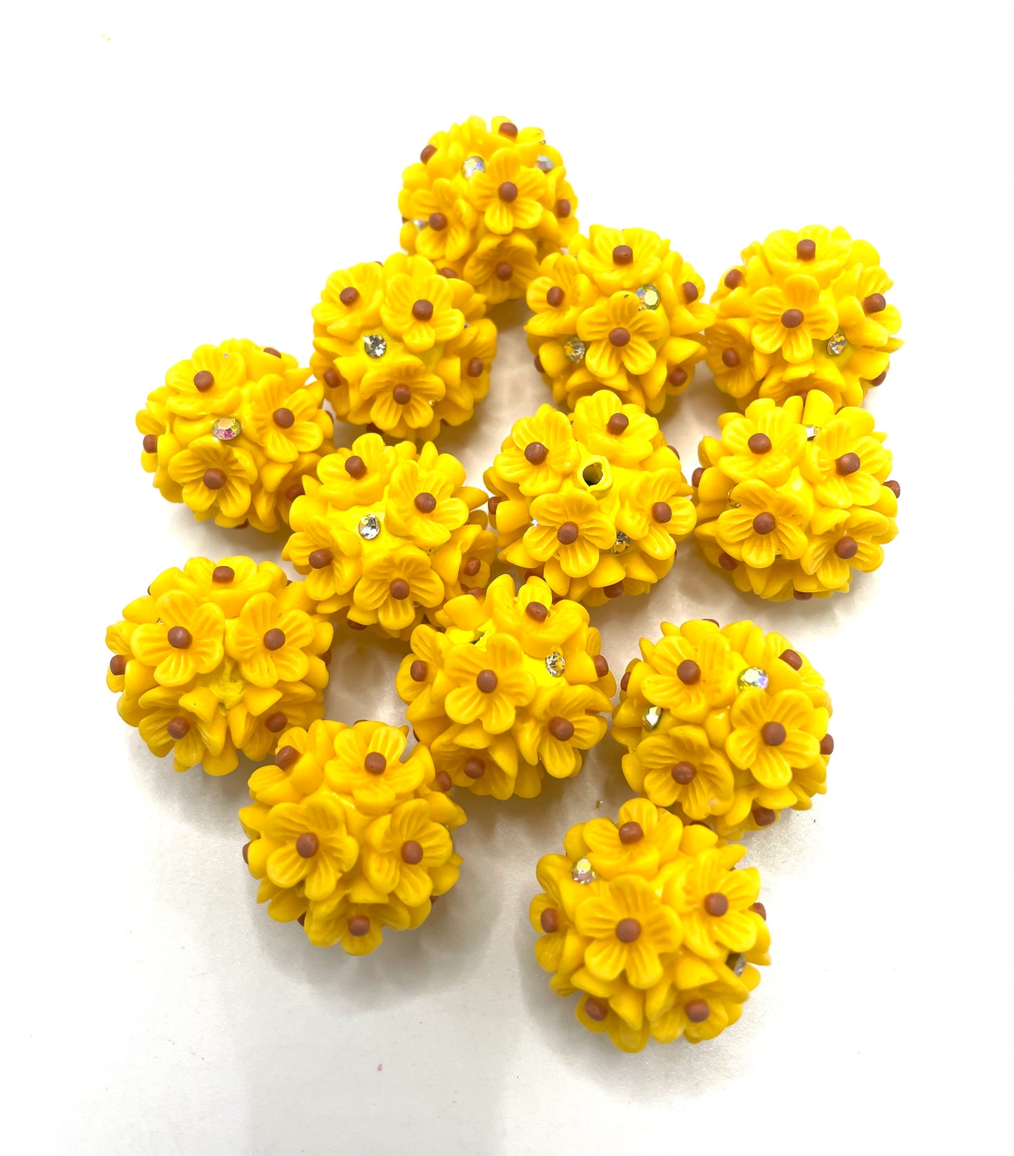 Fancy Clay Rhinstone Flower bead Multicolor flower beads Random Mix 22mm
