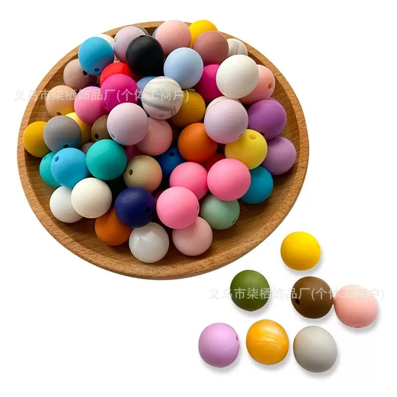 diy beaded beadable silicone beads 15mm,random mix