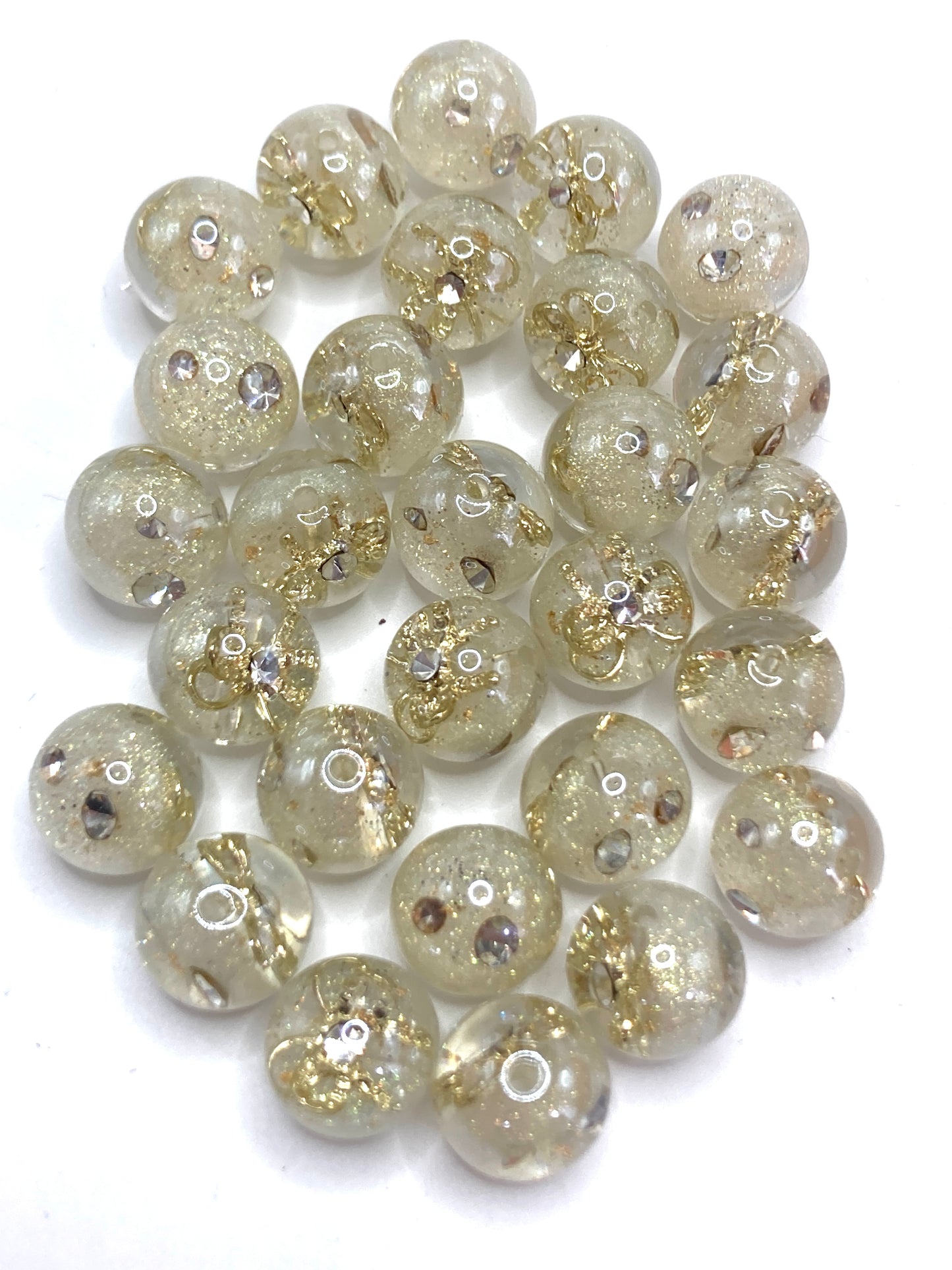 Acrylic beads Embedded inside Metal bow tie Beads of crystal glitter Gold leaf beads Random Mix 16mm