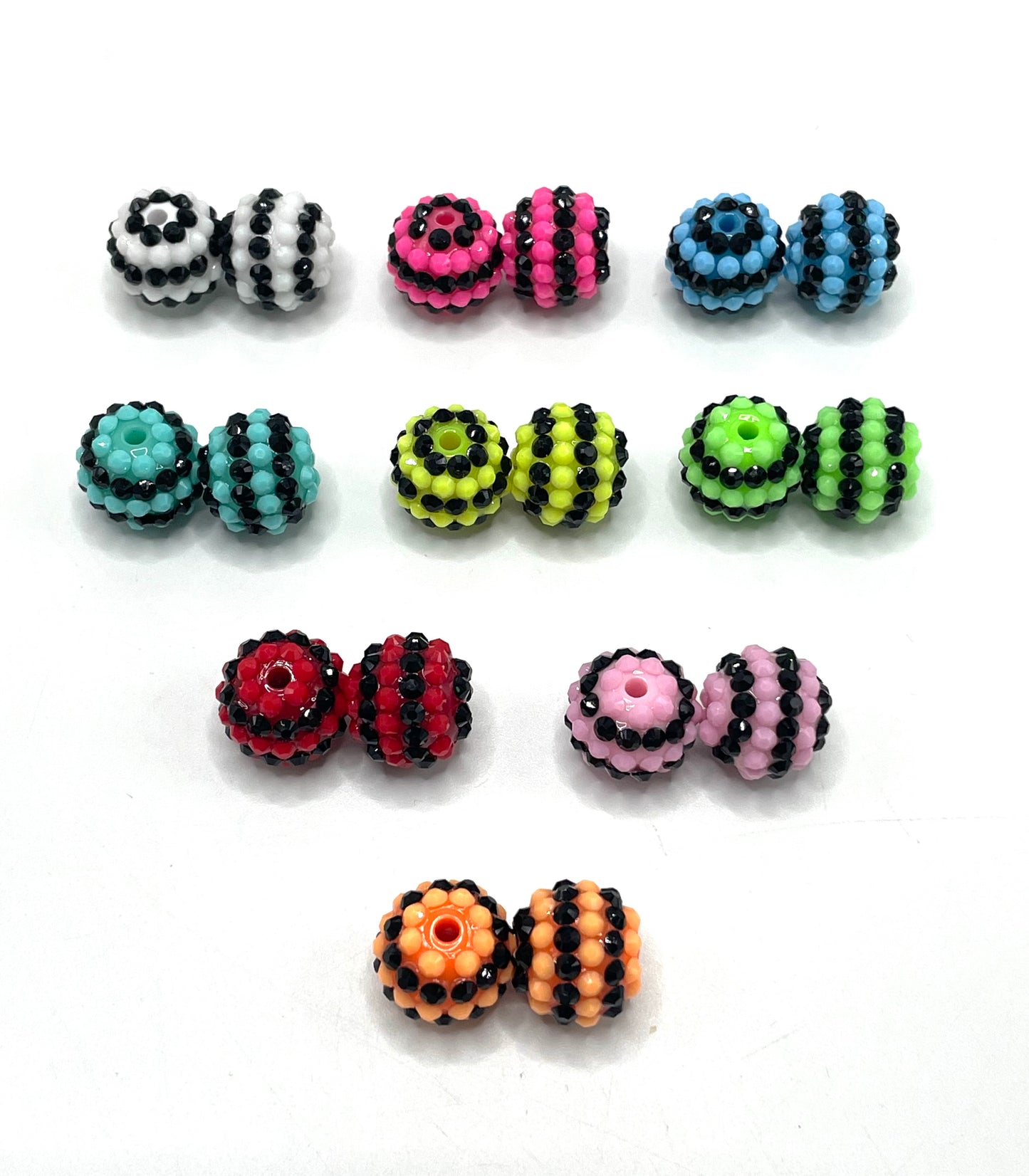 jelly beads Neon color Stripes beads 16mm Random Mix